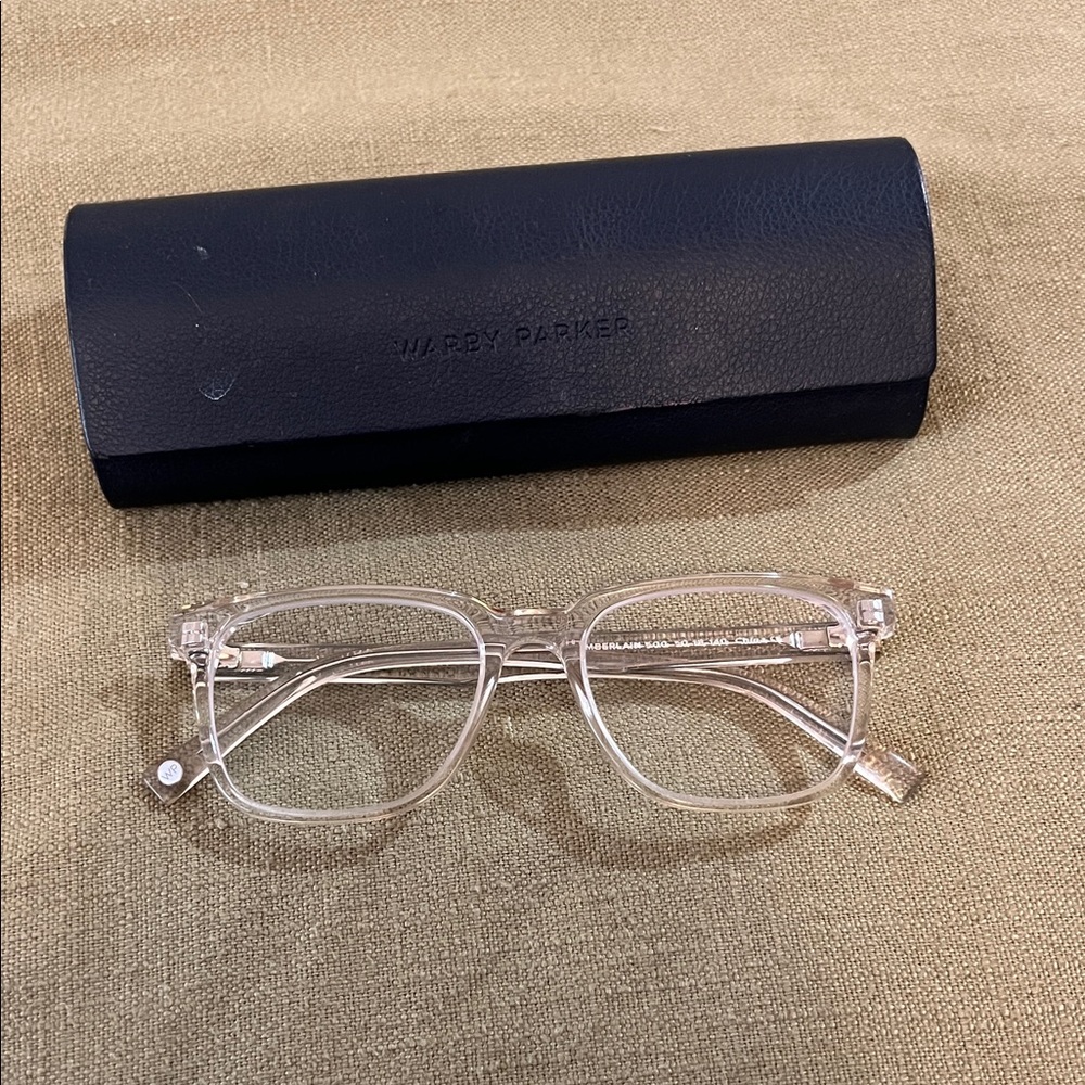Warby Parker Chamberlain Transparent Glasses with Black Case